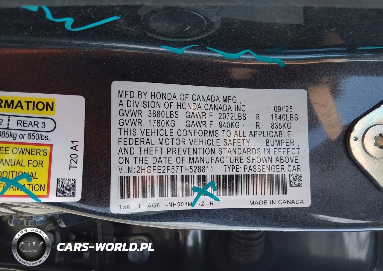 2026 Honda Civic Sport VIN:2HGFE2F57TH528811 - 9