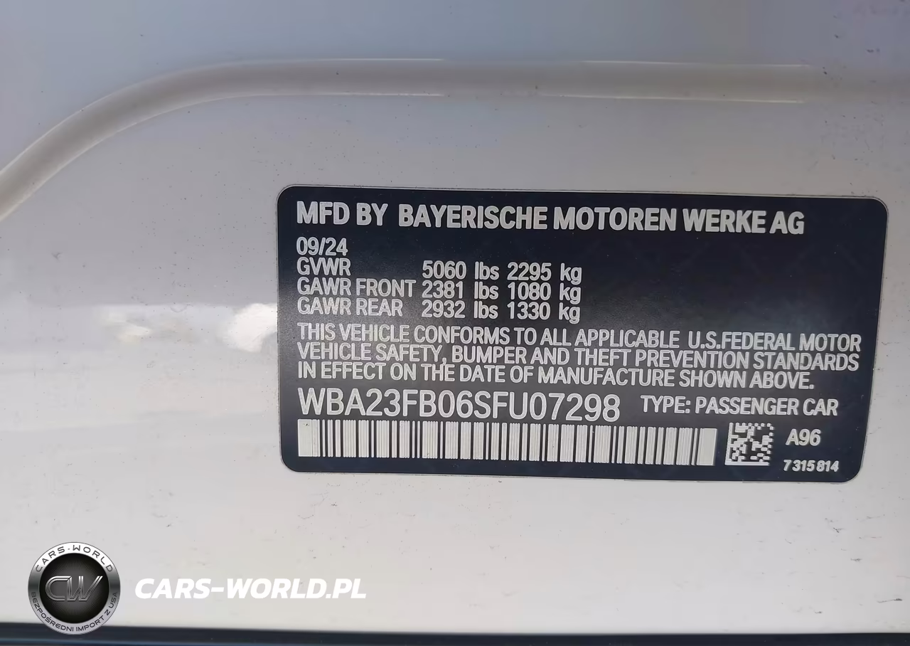 2025 BMW 430I Gran Coupe VIN:WBA23FB06SFU07298 - 9