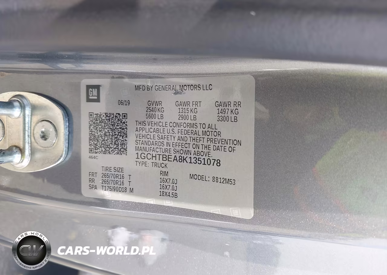 2019 Chevrolet Colorado Wt VIN:1GCHTBEA8K1351078 - 9