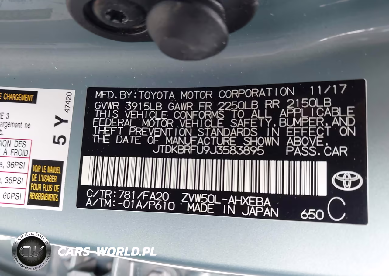 2018 Toyota Prius Two VIN:JTDKBRFU9J3583895 - 9