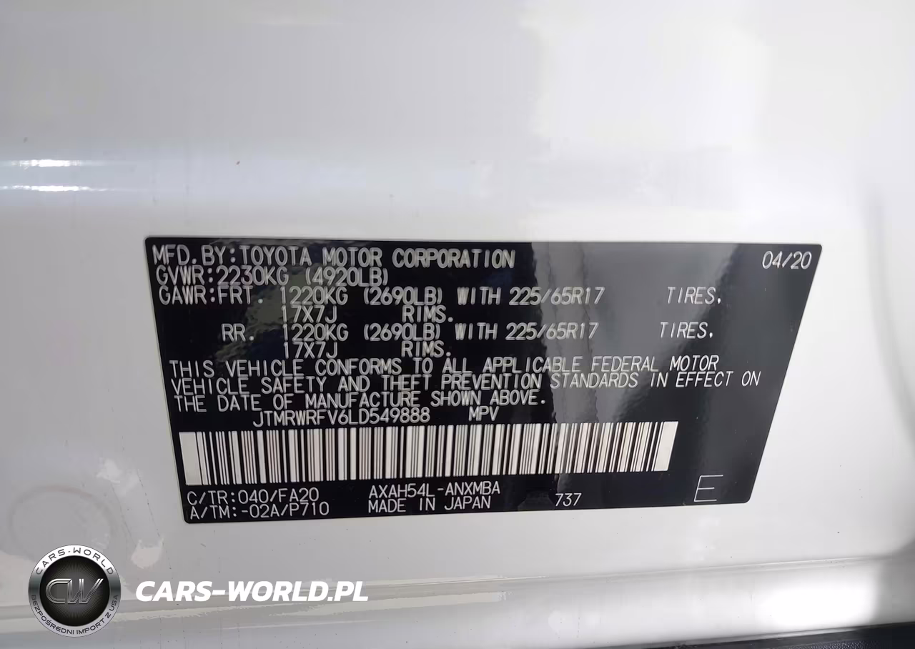 2020 Toyota Rav4 Hybrid Xle VIN:JTMRWRFV6LD549888 - 9