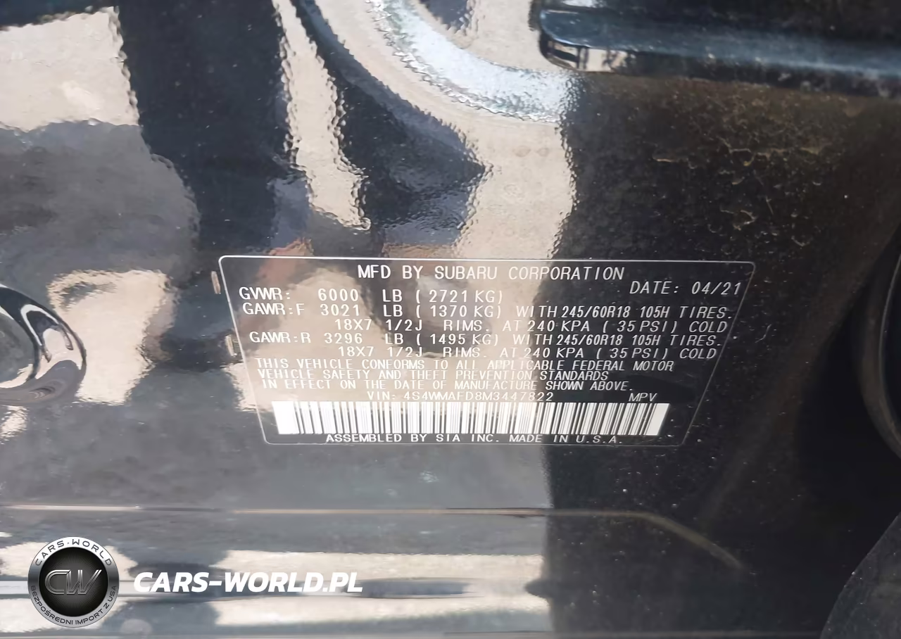 2021 Subaru Ascent Premium VIN:4S4WMAFD8M3447822 - 9
