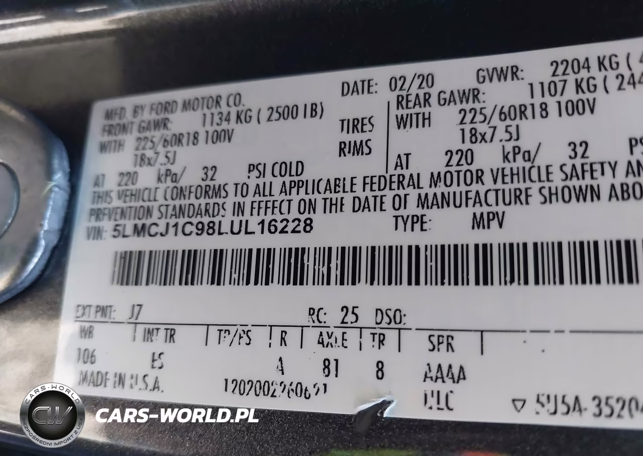 2020 Lincoln Corsair Standard VIN:5LMCJ1C98LUL16228 - 9