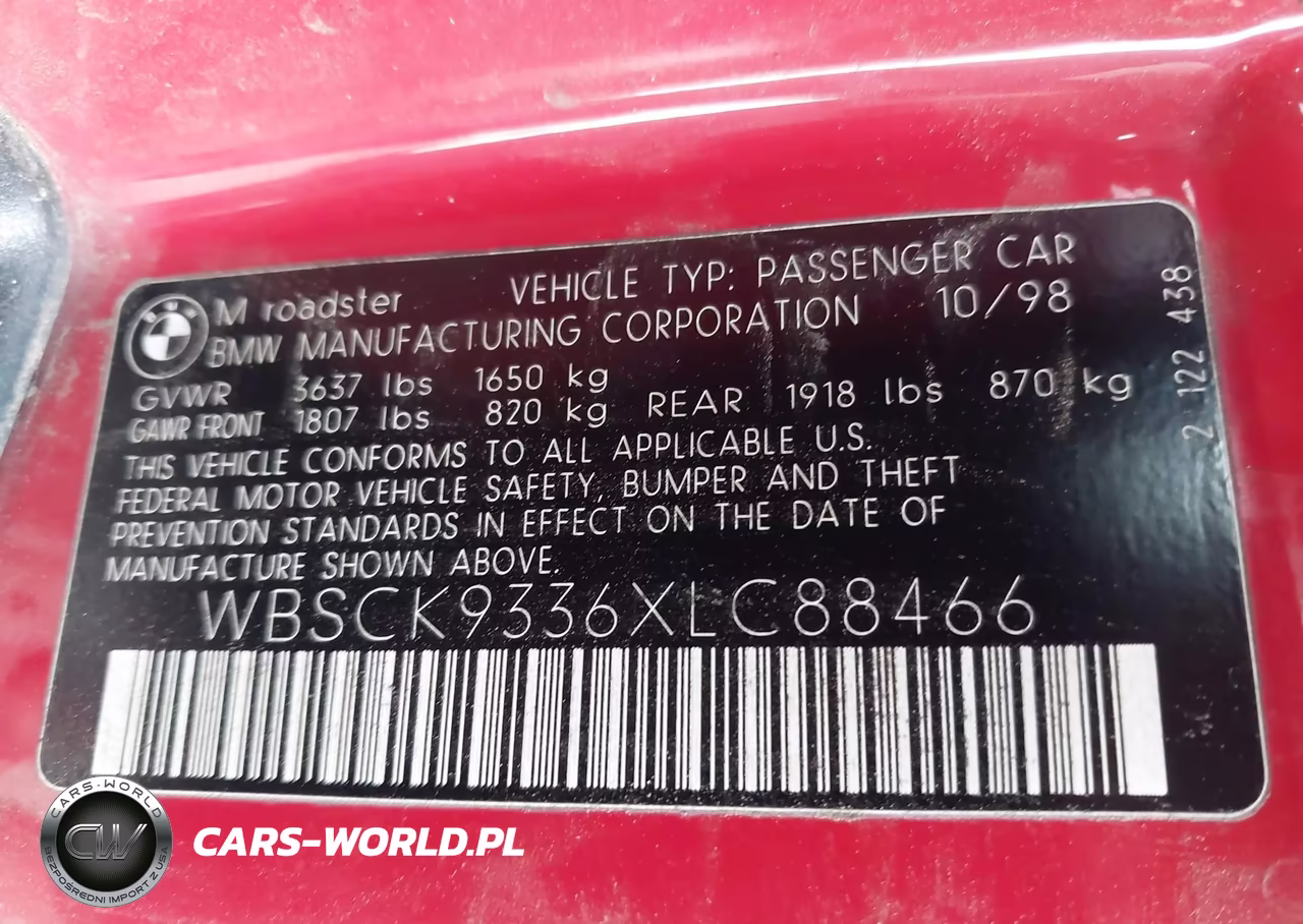 1999 BMW M VIN:WBSCK9336XLC88466 - 9