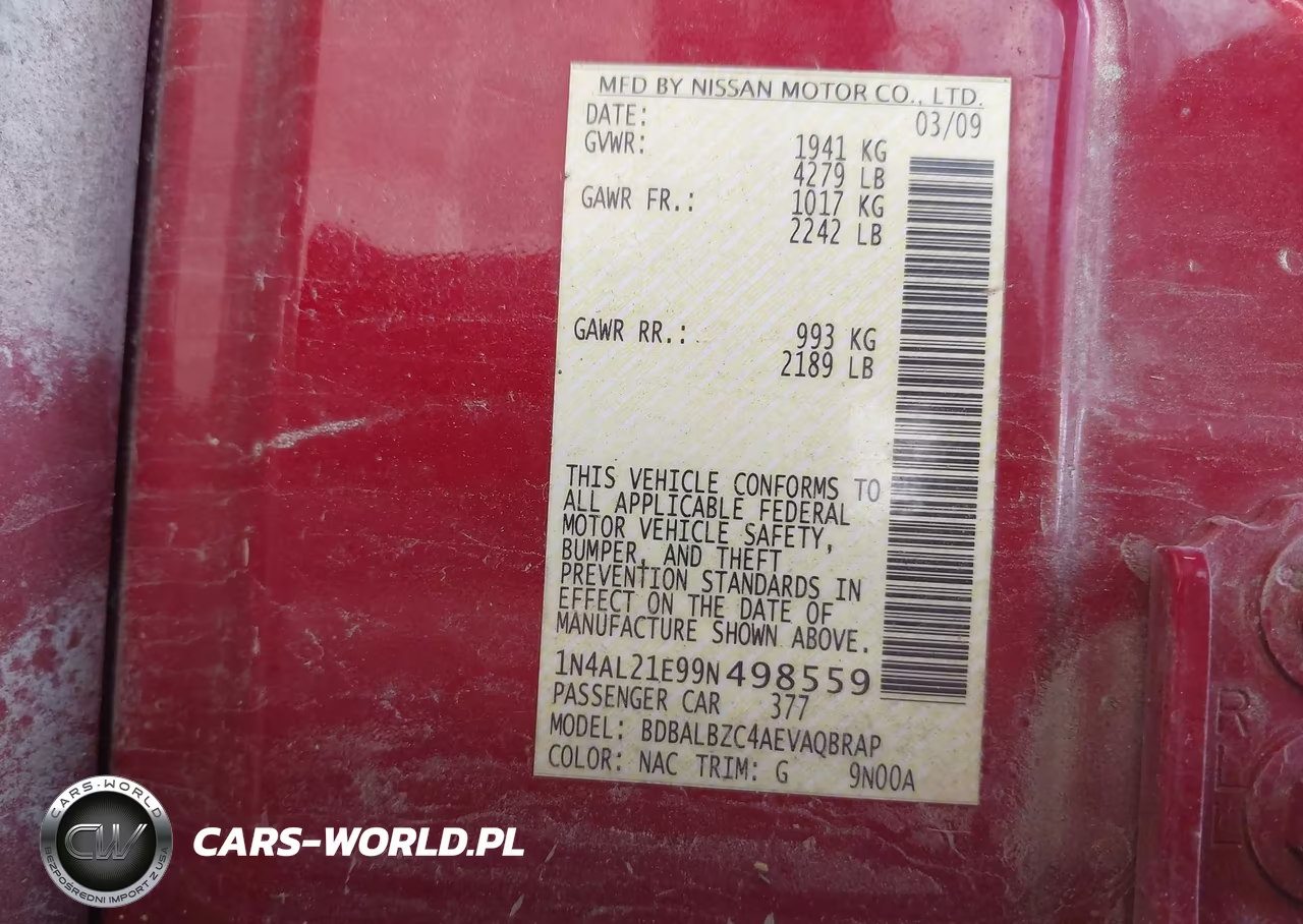 2009 Nissan Altima 2.5 S VIN:1N4AL21E99N498559 - 9