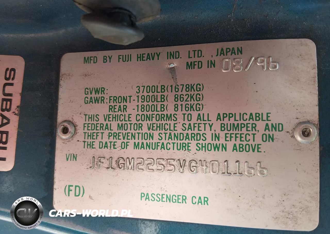 1997 Subaru Impreza Brighton VIN:JF1GM2255VG401166 - 9