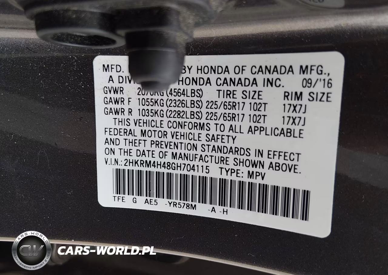 2016 Honda Cr-V Se VIN:2HKRM4H48GH704115 - 9