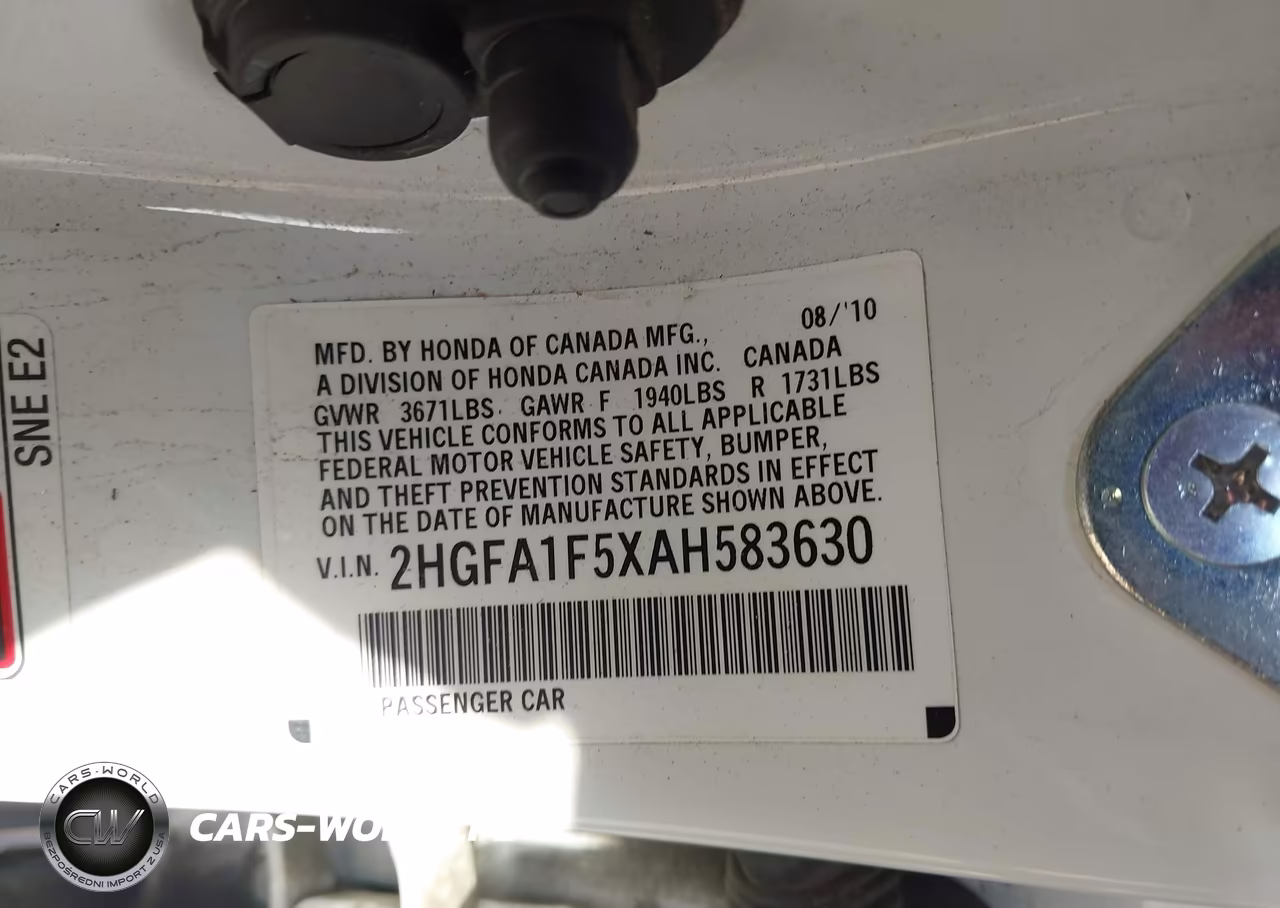 2010 Honda Civic Lx VIN:2HGFA1F5XAH583630 - 9
