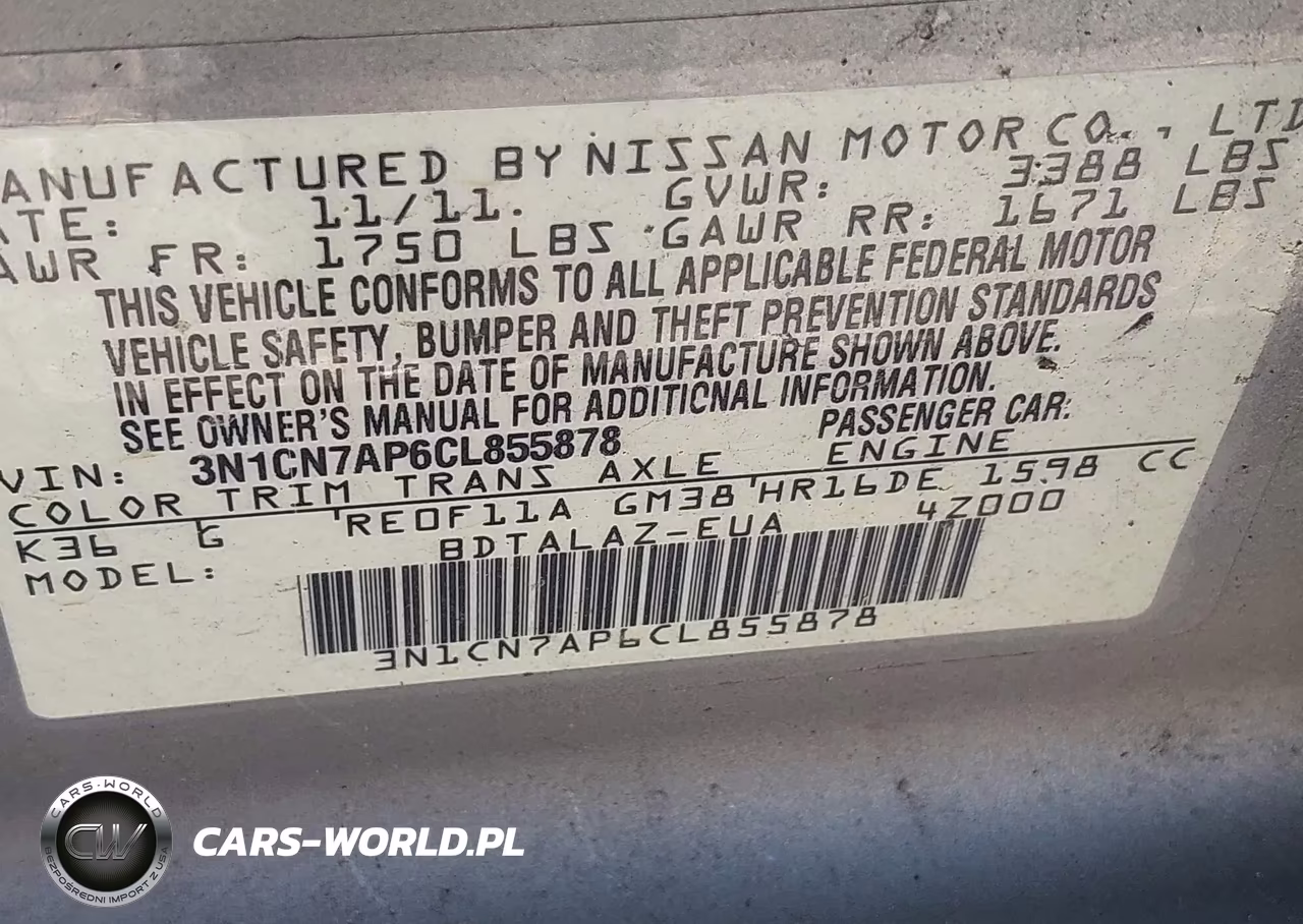 2012 Nissan Versa 1.6 S VIN:3N1CN7AP6CL855878 - 9