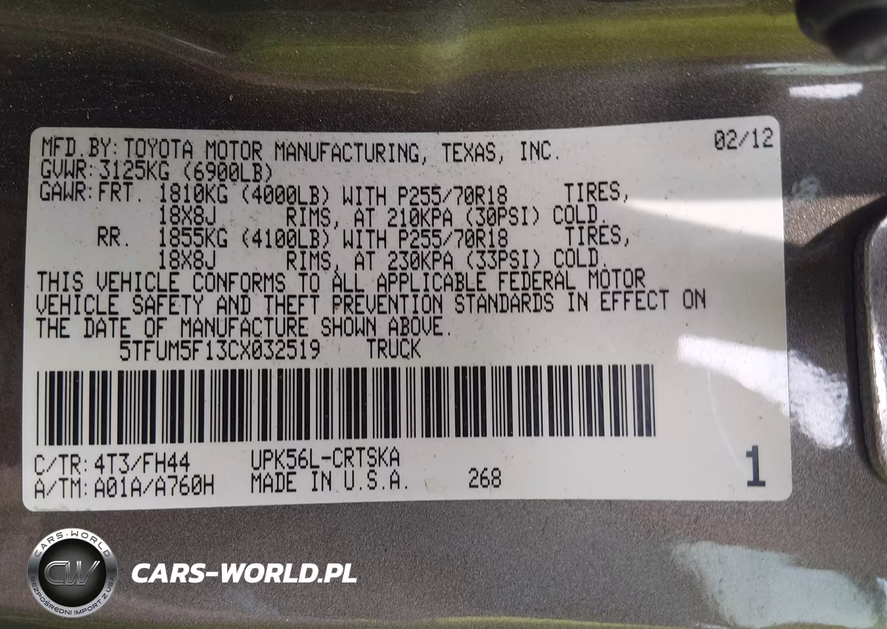 2012 Toyota Tundra Grade 4.6L V8 VIN:5TFUM5F13CX032519 - 9