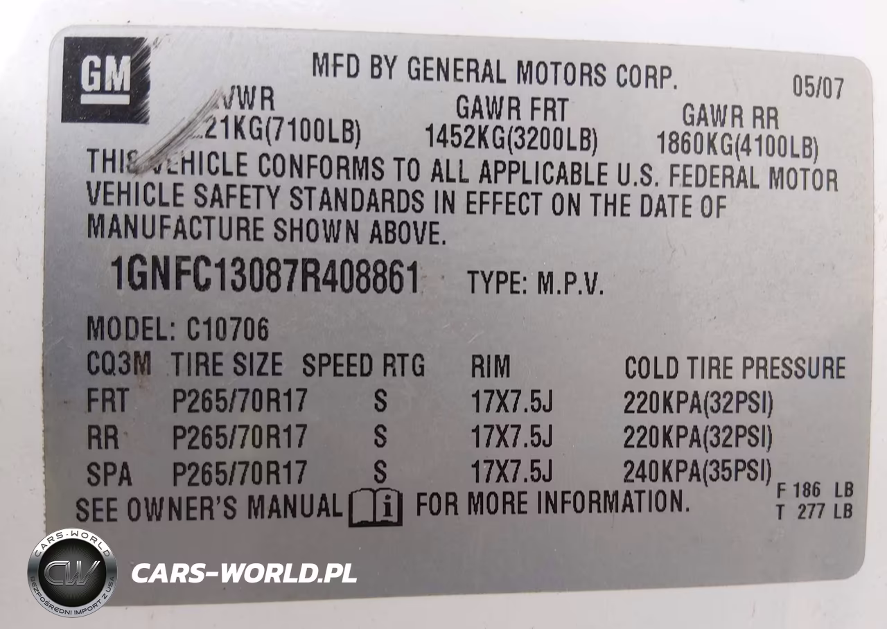 2007 Chevrolet Tahoe Ls VIN:1GNFC13087R408861 - 9