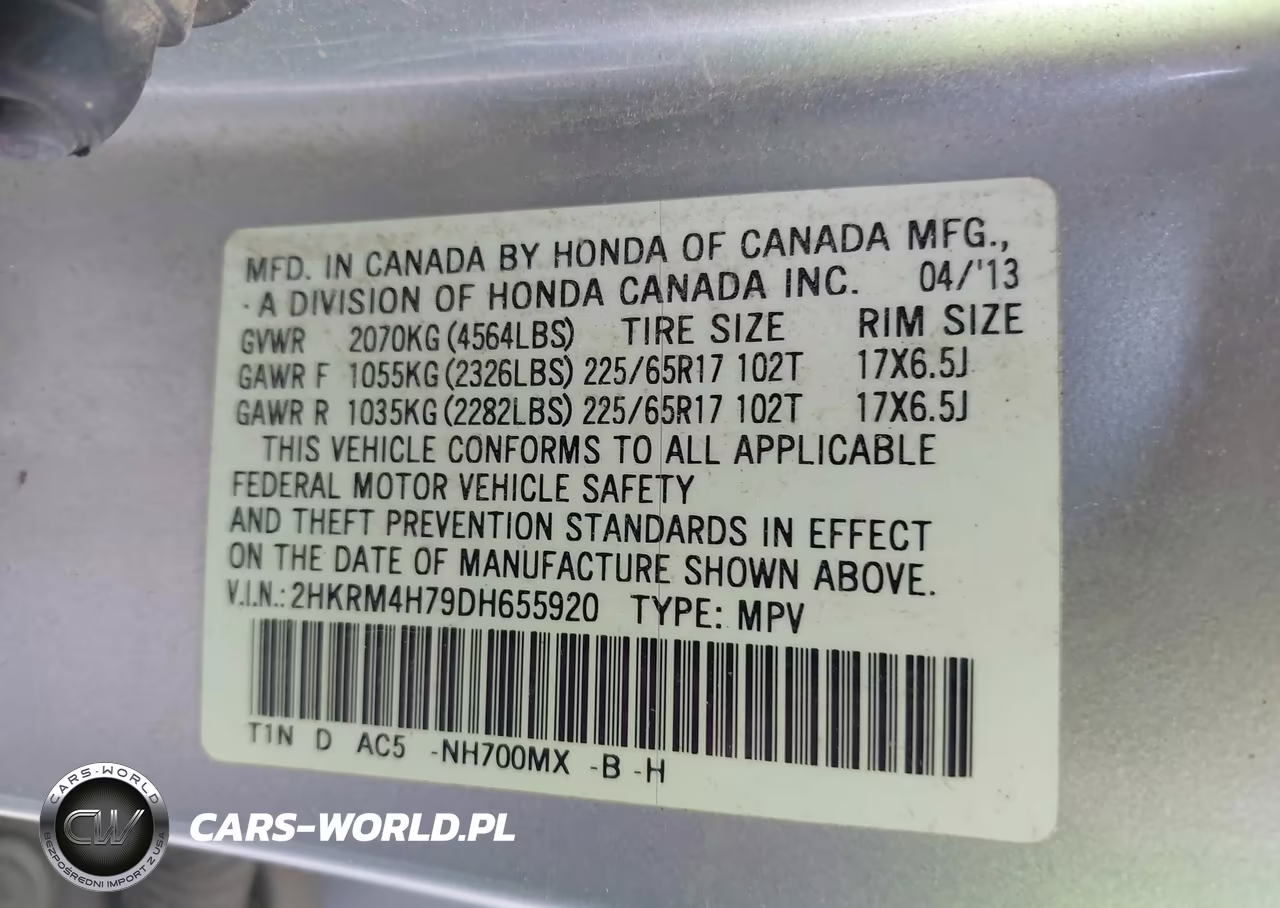 2013 Honda Cr-V Ex-L VIN:2HKRM4H79DH655920 - 9