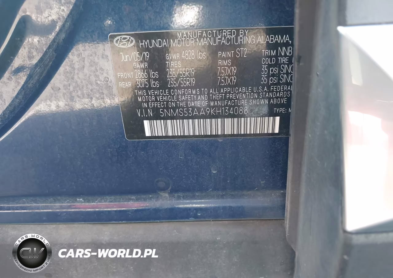 2019 Hyundai Santa Fe Limited 2.0T VIN:5NMS53AA9KH134088 - 9