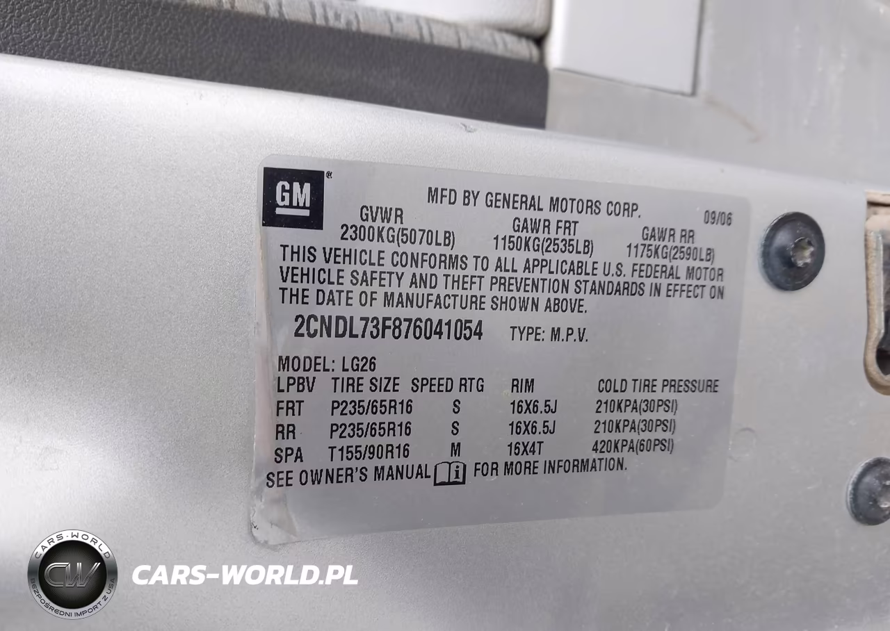 2007 Chevrolet Equinox Lt VIN:2CNDL73F876041054 - 9