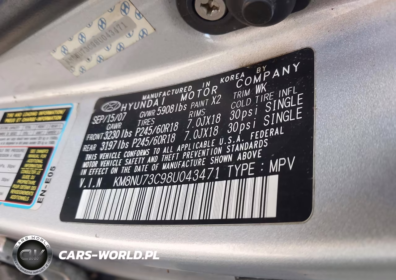 2008 Hyundai Veracruz Gls-Limited-Se VIN:KM8NU73C98U043471 - 9