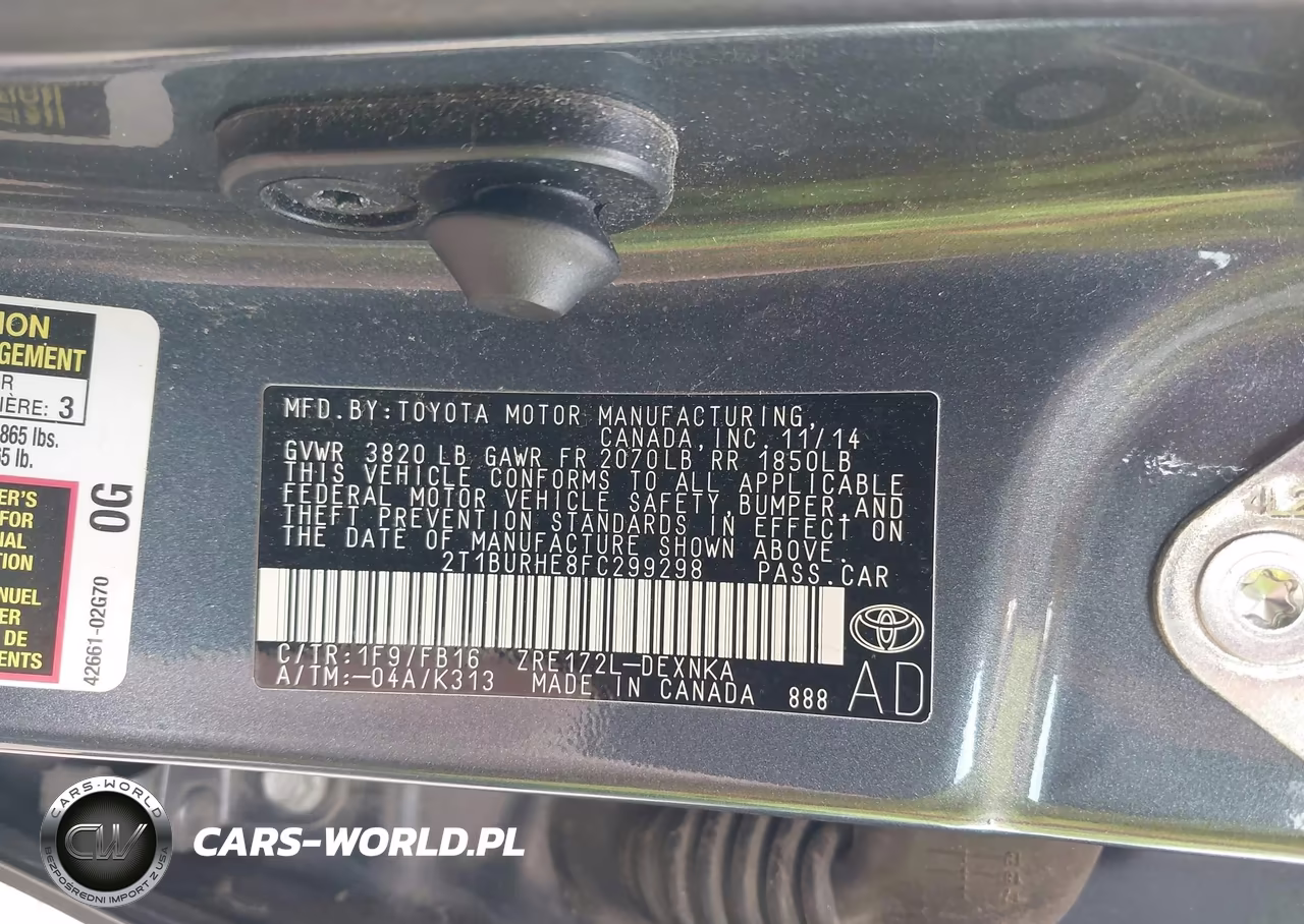 2015 Toyota Corolla Le VIN:2T1BURHE8FC299298 - 7