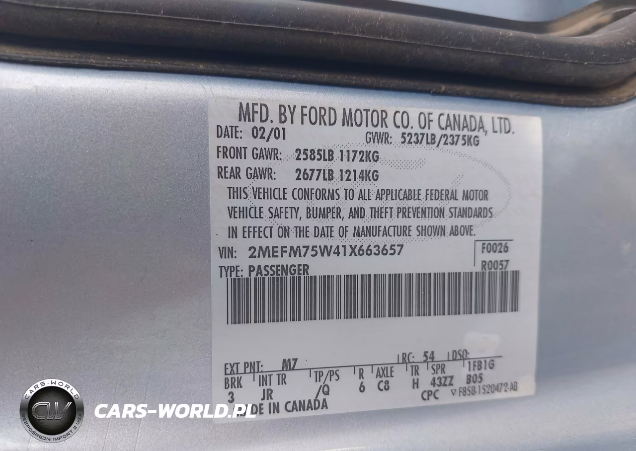 2001 Mercury Grand Marquis Ls VIN:2MEFM75W41X663657 - 9