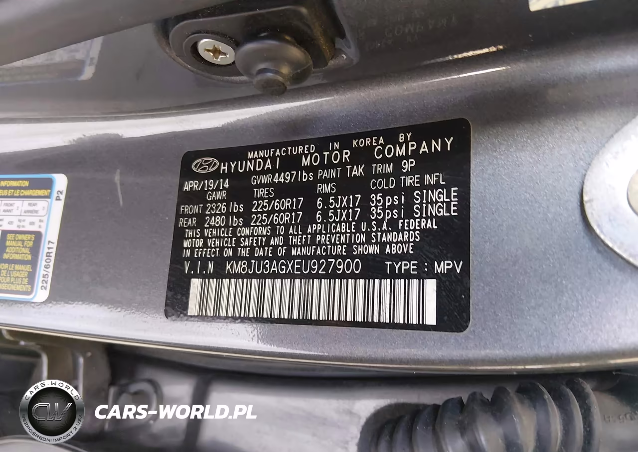 2014 Hyundai Tucson Se VIN:KM8JU3AGXEU927900 - 9