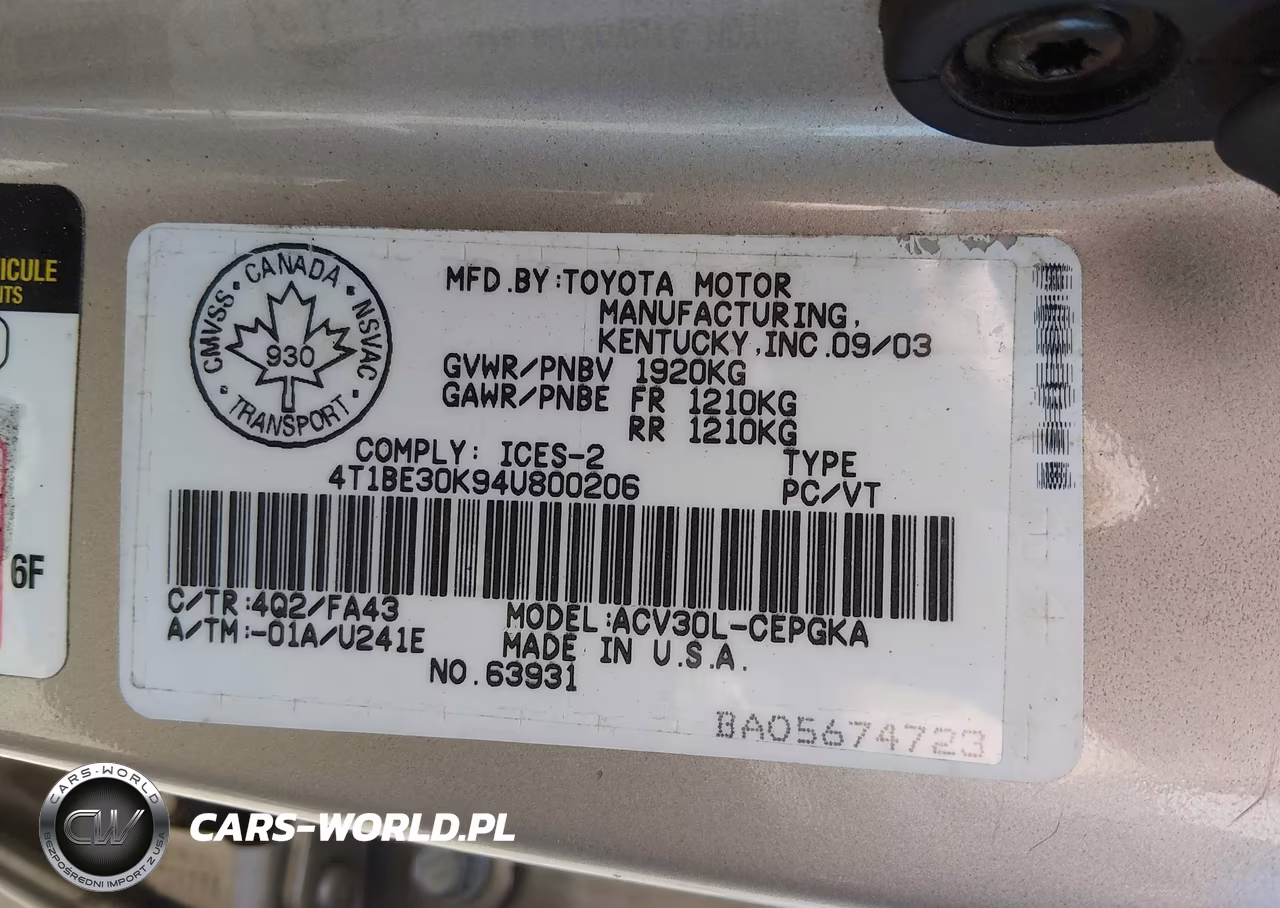 2004 Toyota Camry Le-Se-Xle VIN:4T1BE30K94U800206 - 9