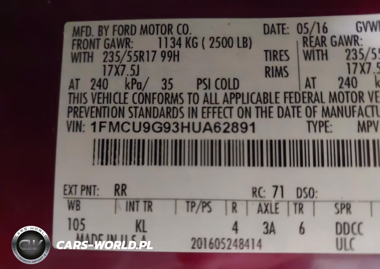 2017 Ford Escape Se VIN:1FMCU9G93HUA62891 - 9