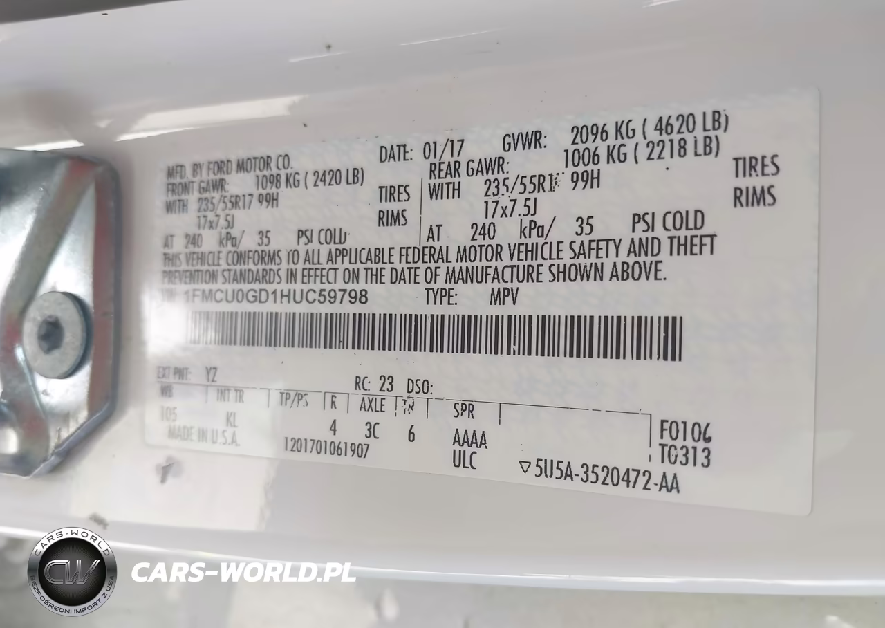 2017 Ford Escape Se VIN:1FMCU0GD1HUC59798 - 9