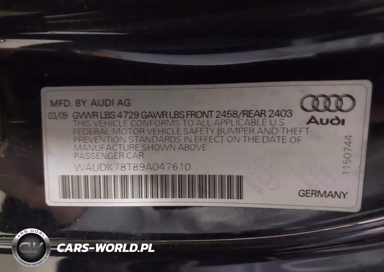2009 Audi A5 3.2L VIN:WAUDK78T89A047610 - 9
