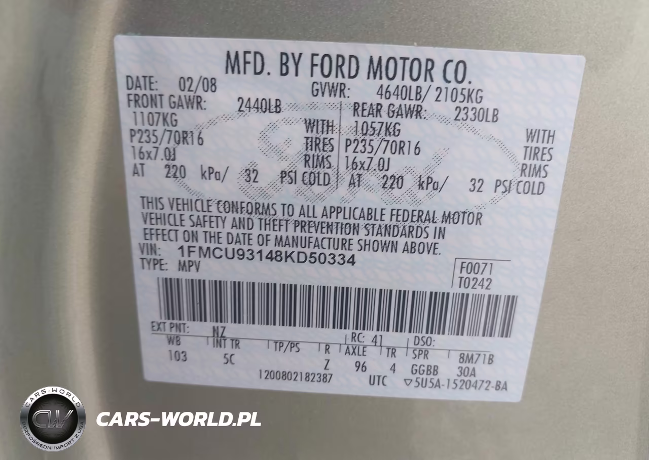 2008 Ford Escape Xlt VIN:1FMCU93148KD50334 - 9