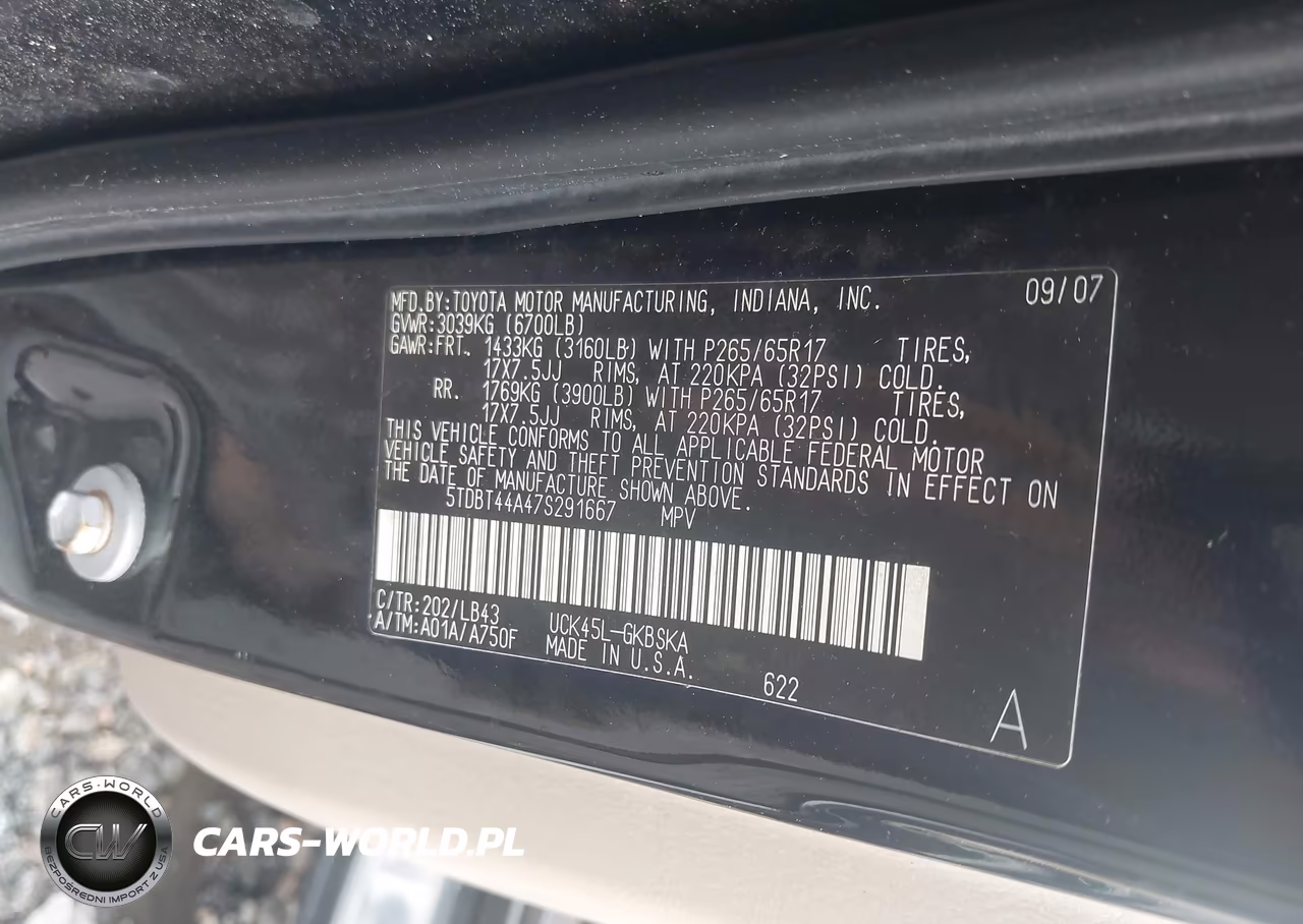 2007 Toyota Sequoia Sr5 VIN:5TDBT44A47S291667 - 9