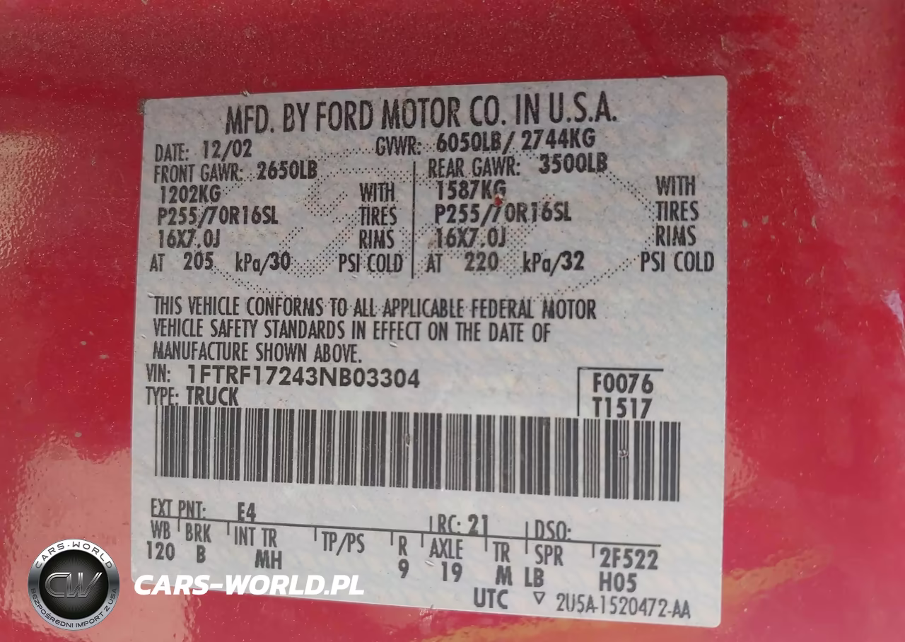 2003 Ford F-150 Xl-Xlt VIN:1FTRF17243NB03304 - 9