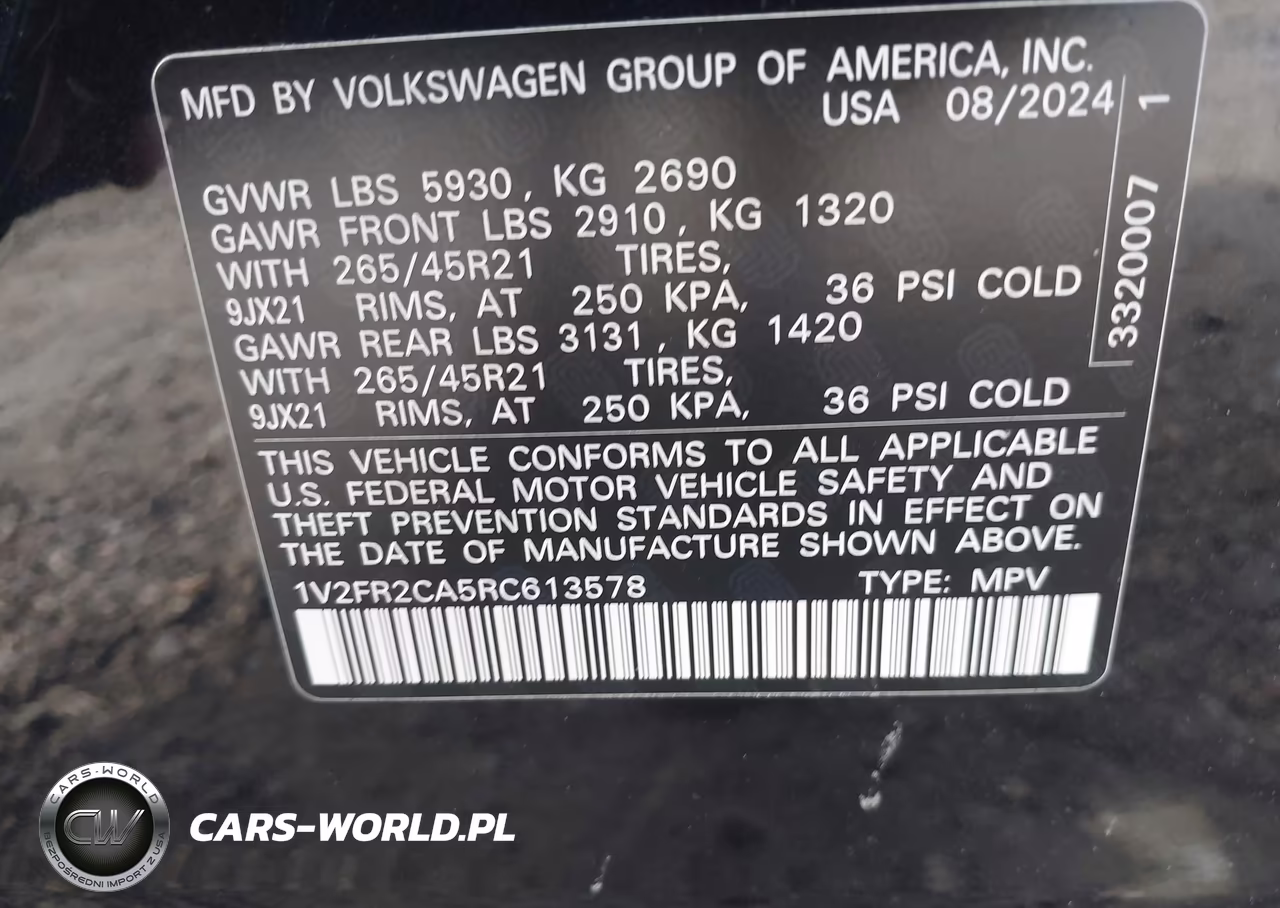 2024 Volkswagen Atlas 2.0T Sel Premium R-Line VIN:1V2FR2CA5RC613578 - 9