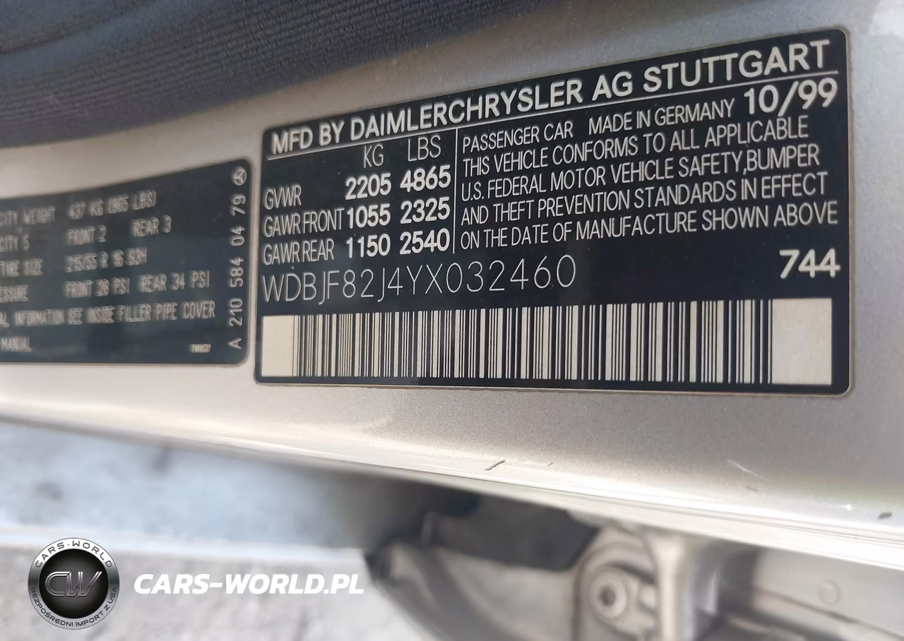 2000 Mercedes-Benz E 320 4M VIN:WDBJF82J4YX032460 - 9