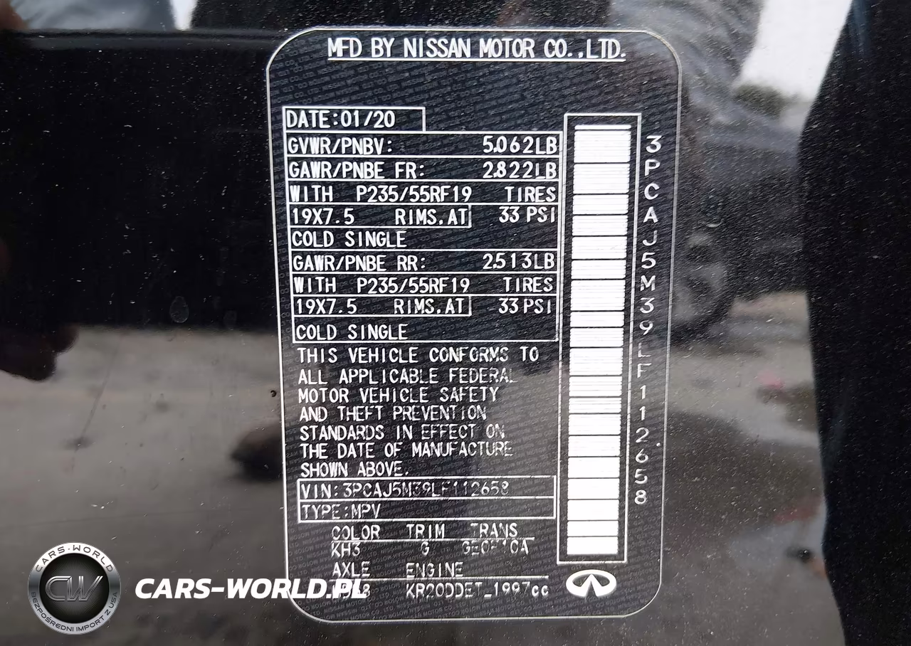 2020 Infiniti Qx50 Sensory Awd VIN:3PCAJ5M39LF112658 - 9