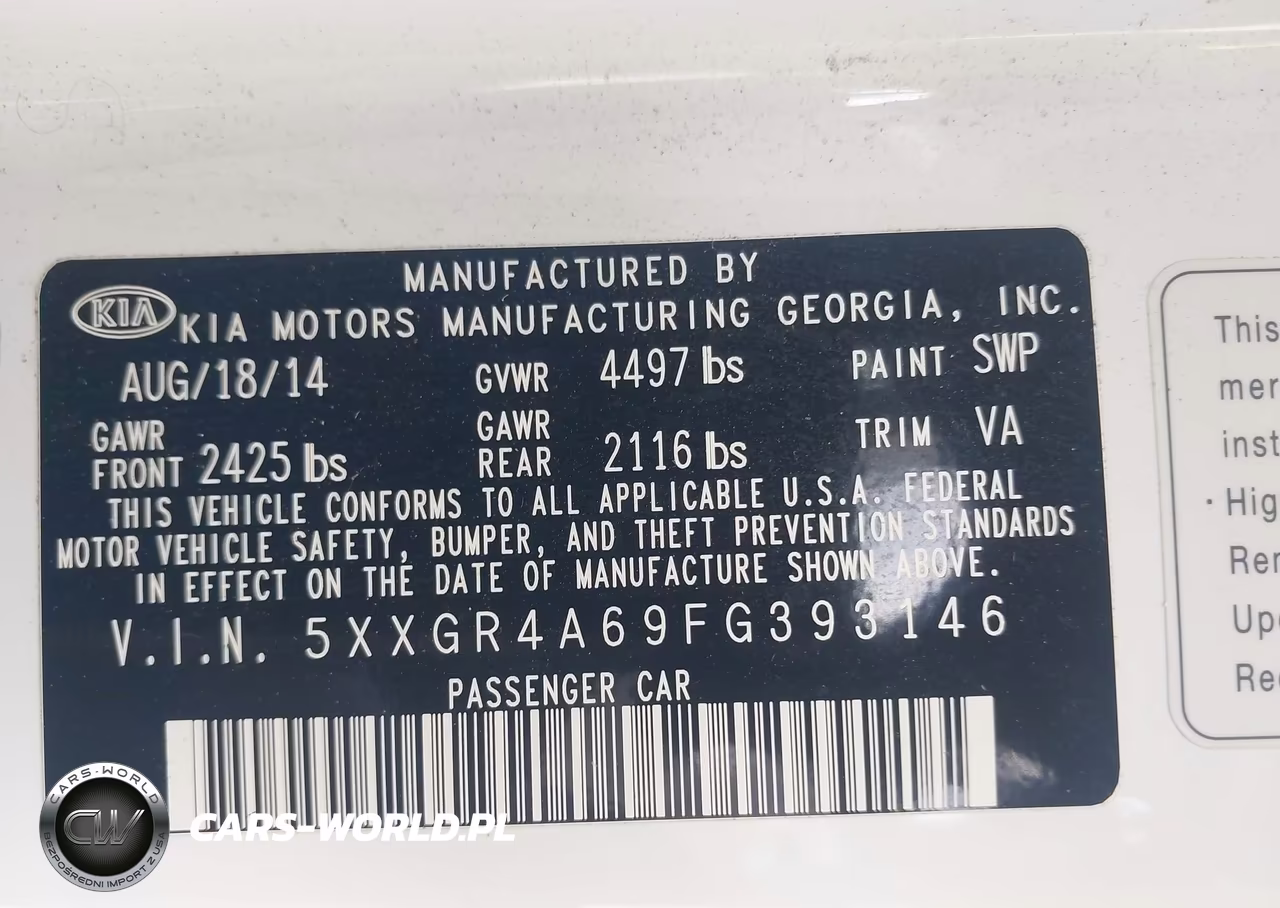 2015 Kia Optima Sxl Turbo VIN:5XXGR4A69FG393146 - 9