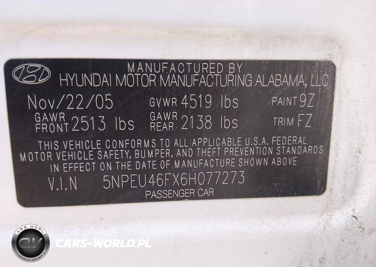 2006 Hyundai Sonata Gls V6-Lx V6 VIN:5NPEU46FX6H077273 - 9