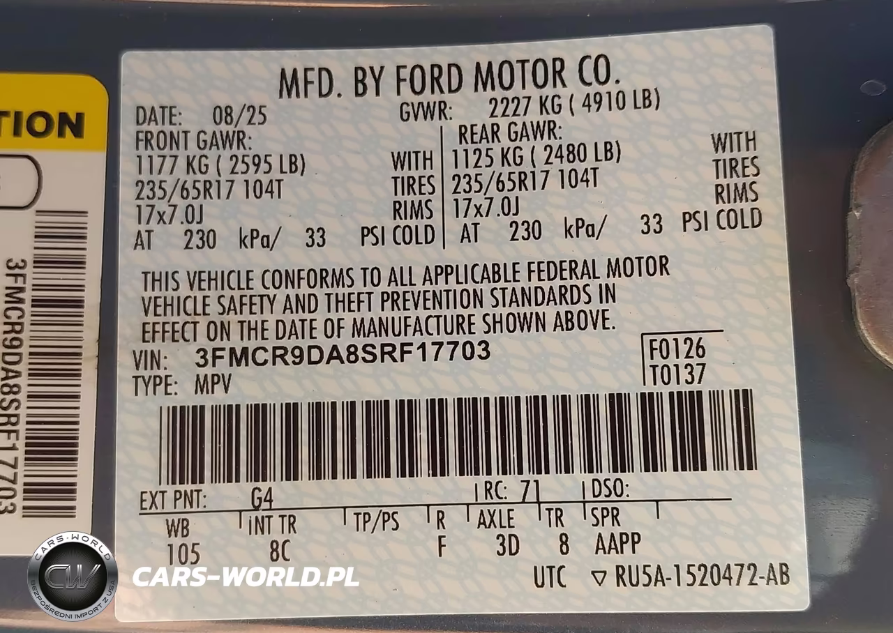 2025 Ford Bronco Sport Badlands VIN:3FMCR9DA8SRF17703 - 9
