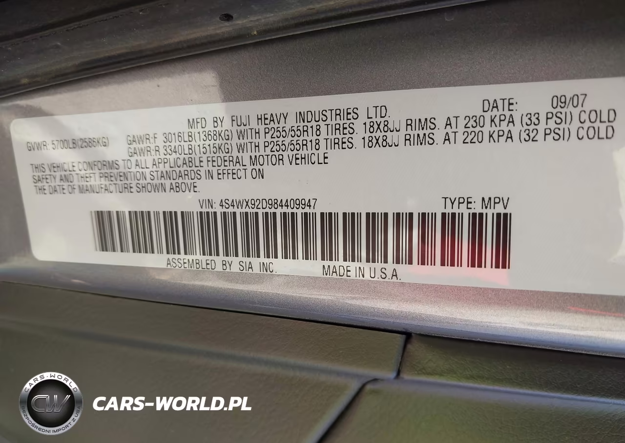 2008 Subaru Tribeca Limited 5-Passenger VIN:4S4WX92D984409947 - 9