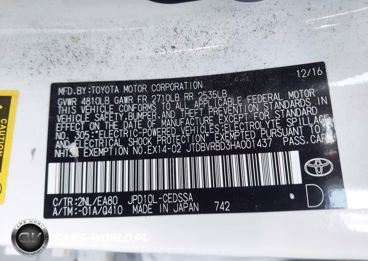 2017 Toyota Mirai VIN:JTDBVRBD3HA001437 - 9