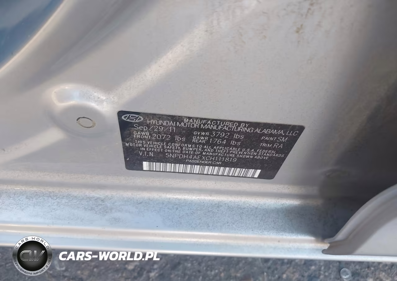 2012 Hyundai Elantra Gls VIN:5NPDH4AEXCH111819 - 9