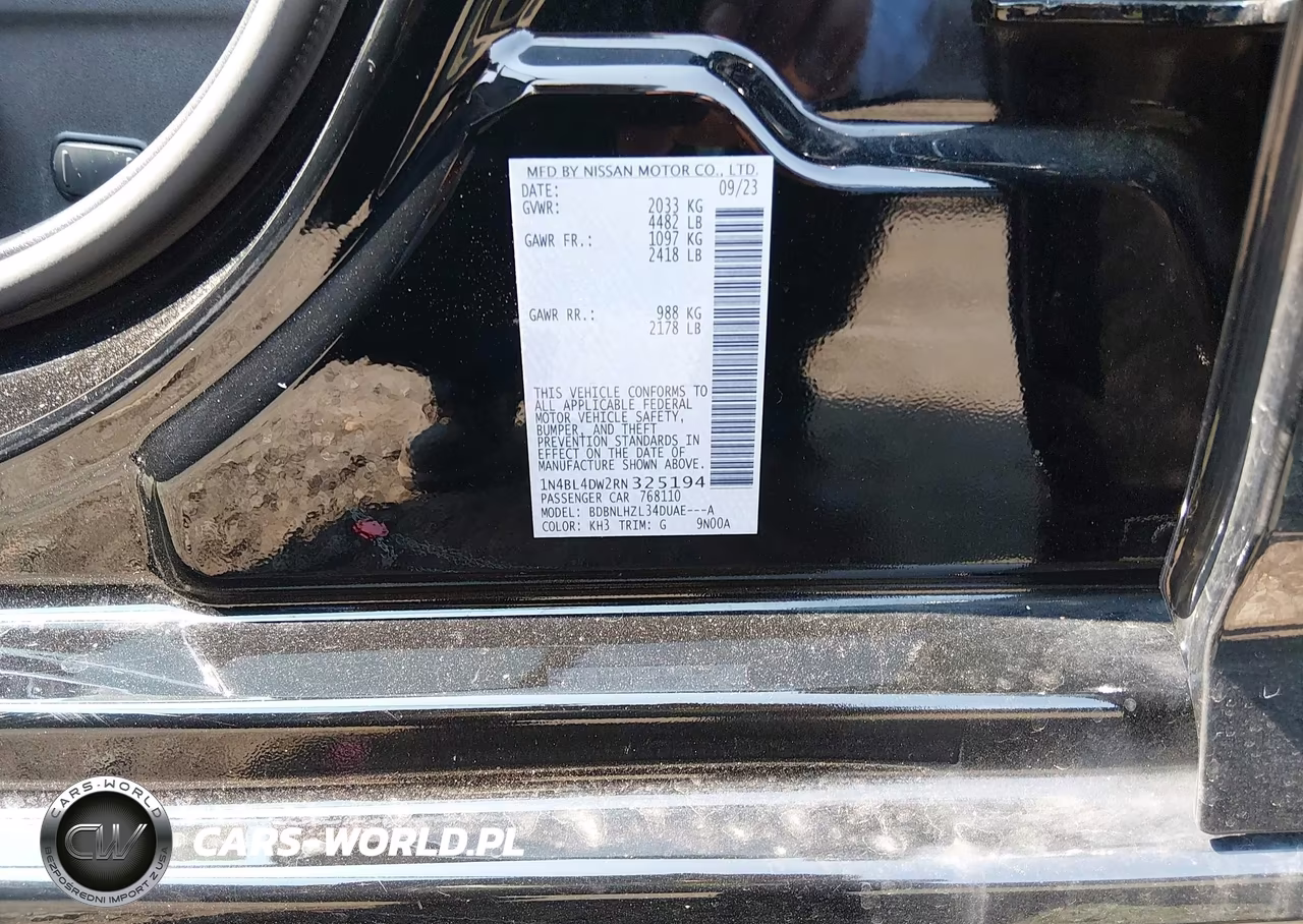 2024 Nissan Altima Sv Intelligent Awd VIN:1N4BL4DW2RN325194 - 9