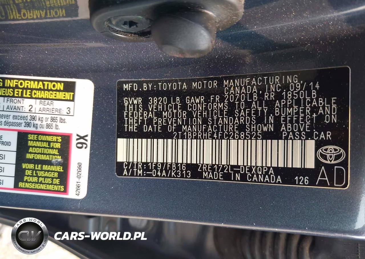 2015 Toyota Corolla Le Eco VIN:2T1BPRHE4FC268525 - 9