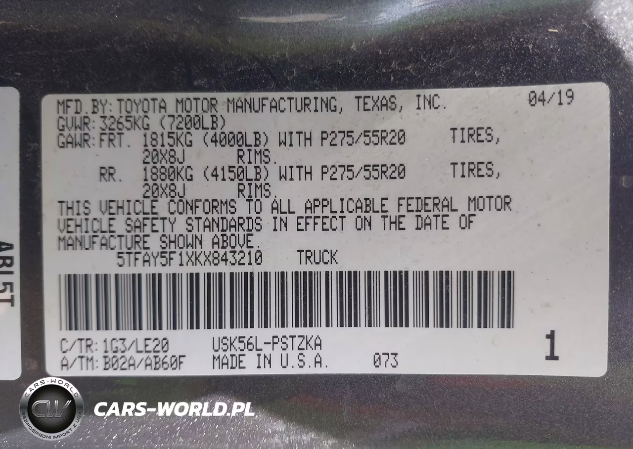 2019 Toyota Tundra Platinum 5.7L V8 VIN:5TFAY5F1XKX843210 - 9
