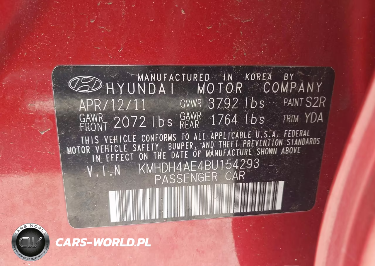 2011 Hyundai Elantra Limited (Ulsan Plant) VIN:KMHDH4AE4BU154293 - 9