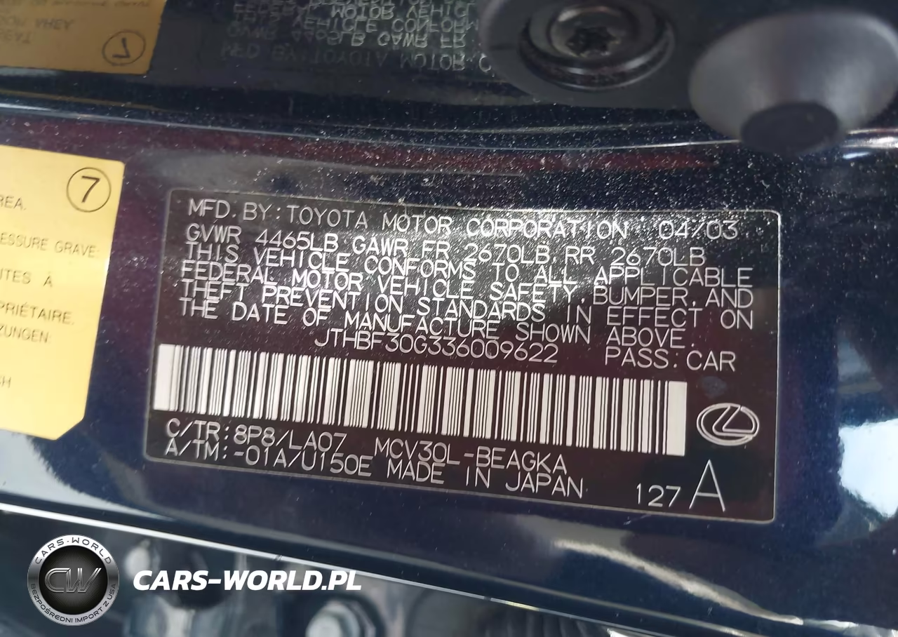 2003 Lexus Es 300 VIN:JTHBF30G336009622 - 9