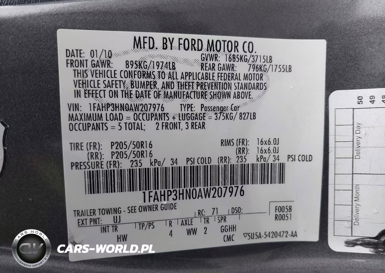 2010 Ford Focus Sel VIN:1FAHP3HN0AW207976 - 9