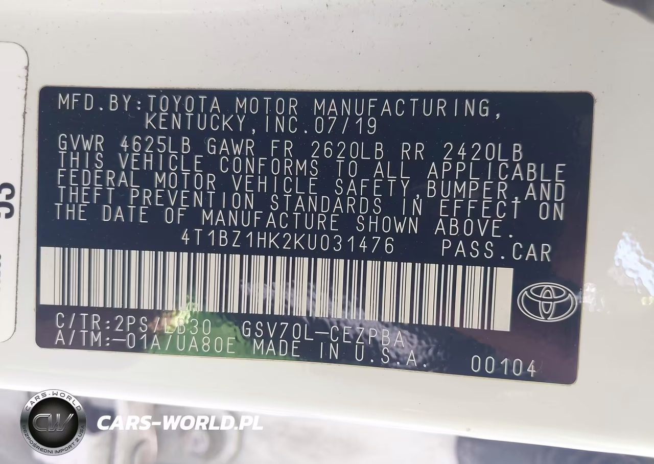 2019 Toyota Camry Xse V6 VIN:4T1BZ1HK2KU031476 - 9