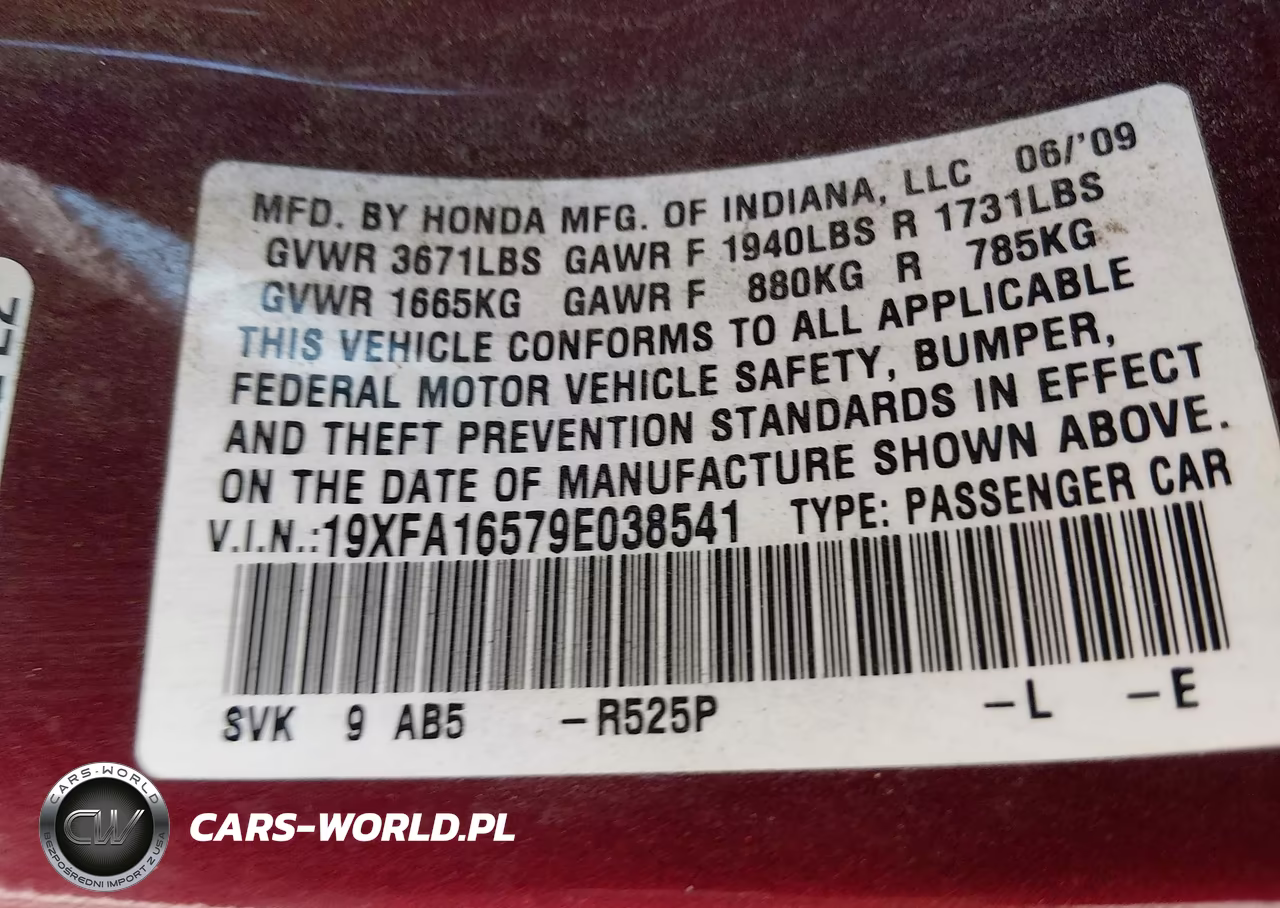 2009 Honda Civic Lx VIN:19XFA16579E038541 - 9