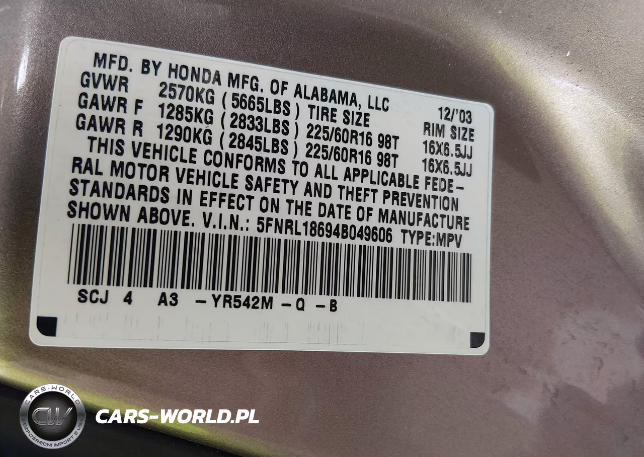 2004 Honda Odyssey Ex VIN:5FNRL18694B049606 - 9