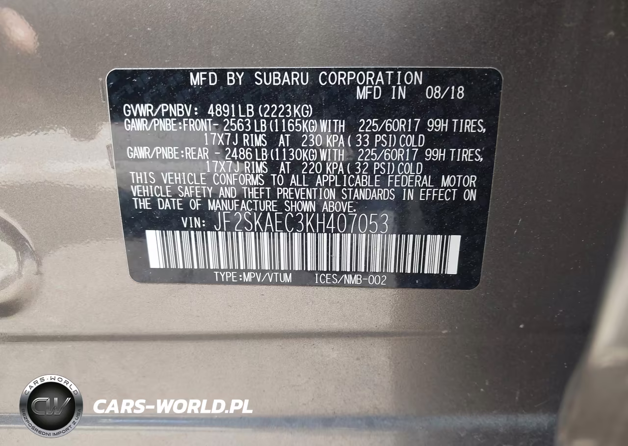 2019 Subaru Forester Premium VIN:JF2SKAEC3KH407053 - 9