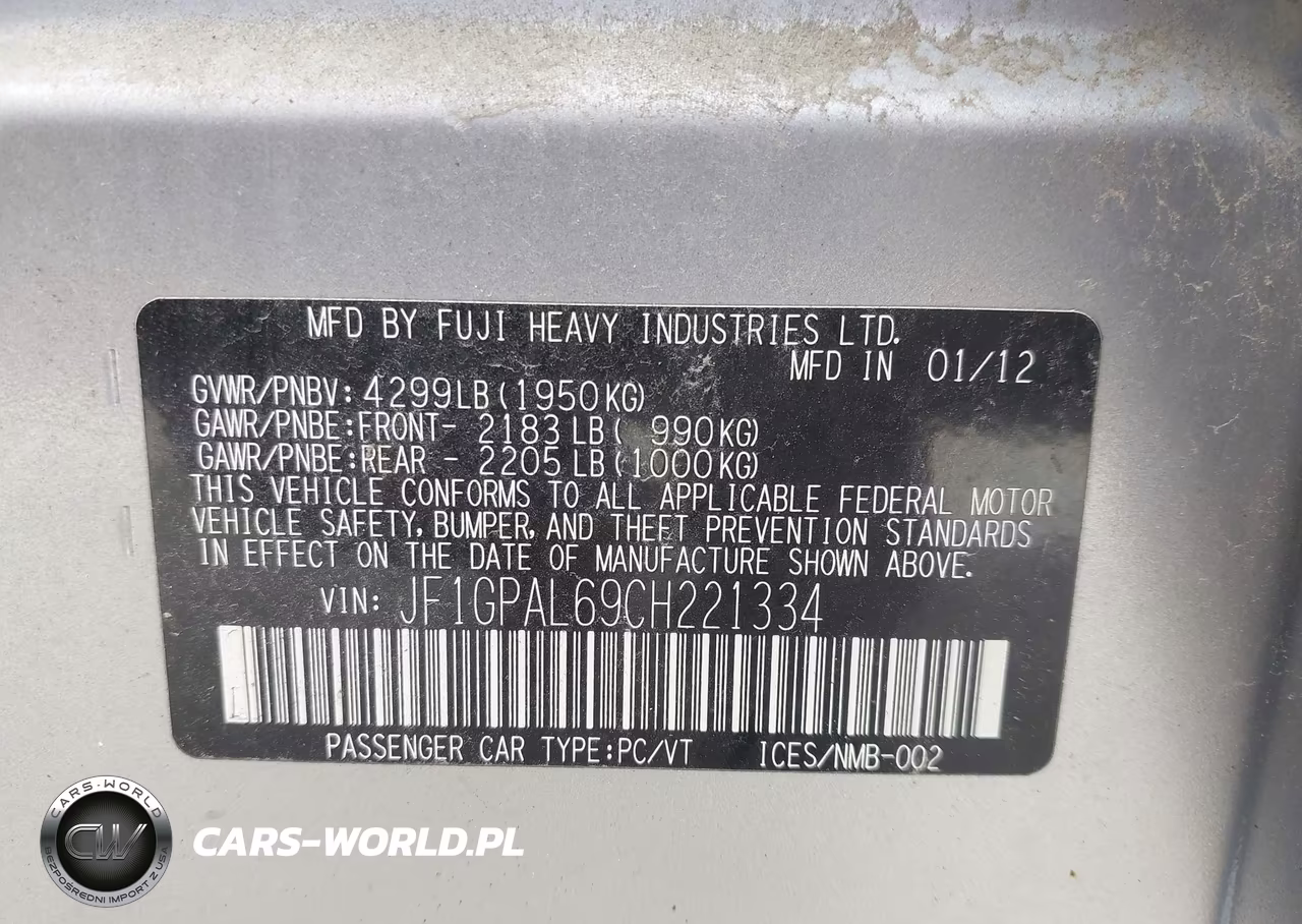 2012 Subaru Impreza 2.0I Sport Premium VIN:JF1GPAL69CH221334 - 9