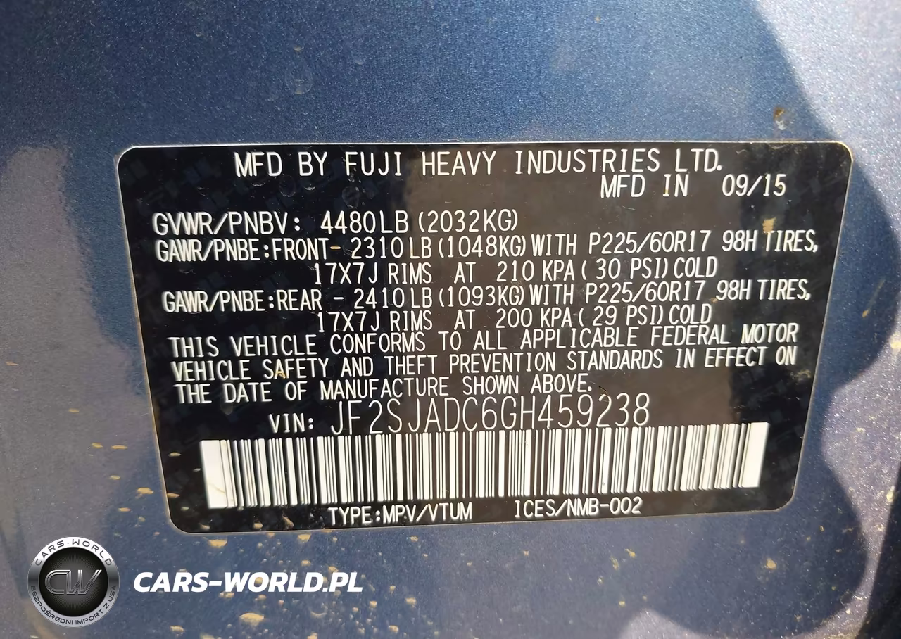 2016 Subaru Forester 2.5I Premium VIN:JF2SJADC6GH459238 - 9